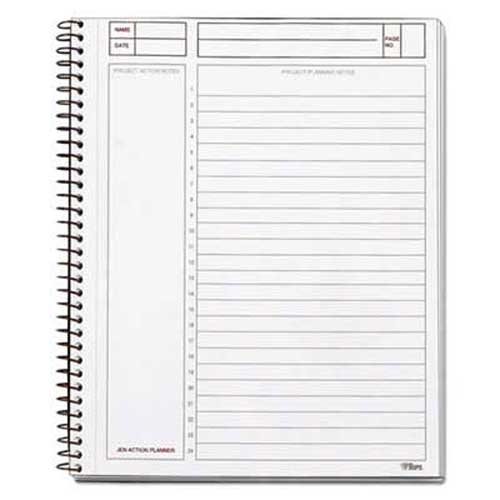 TOPS JEN Action Planner, Ruled, 6-3/4 x 8-1/2, White, 100 Sheets