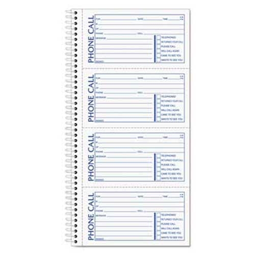 TOPS Second Nature Phone Call Book, 2 3/4 x 5, Two-Part Carbonless, 400 Forms
