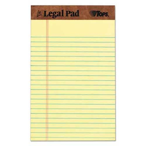 TOPS The Legal Pad Ruled Perforated Pads, 5 x 8, Canary, 50 Sheets, Dozen