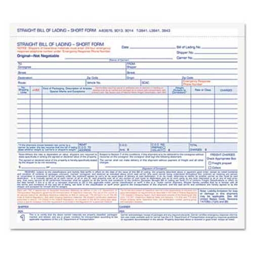 TOPS Hazardous Material Short Form, 8 1/2 x 7, Three-Part Carbonless, 250 Forms