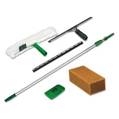 Unger Pro Window Cleaning Kit w/8ft Pole, Scrubber, Squeegee, Scraper, Sponge