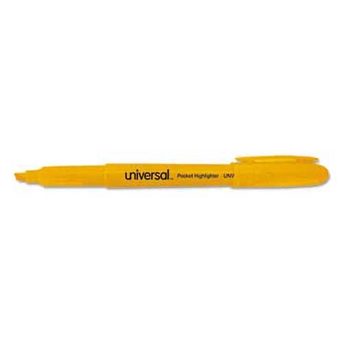 Universal Pocket Clip Highlighter, Chisel Tip, Fluorescent Orange Ink, 1 Dozen