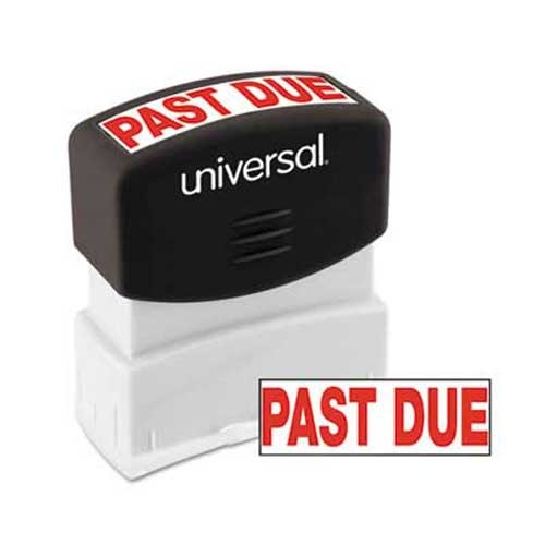 Universal Message Stamp, PAST DUE, Pre-Inked/Re-Inkable, Red