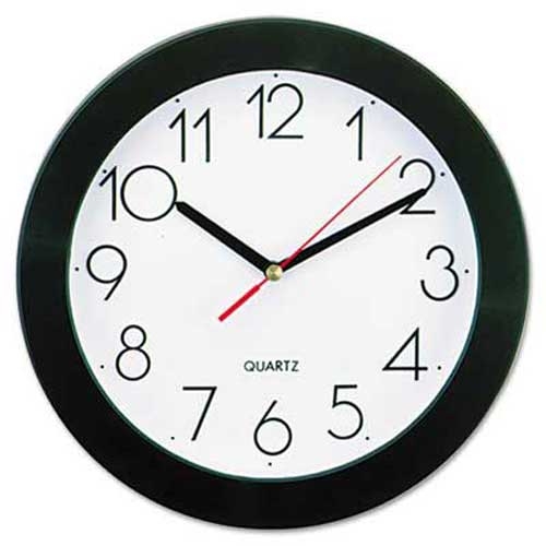 Universal Round Wall Clock, 9-3/4 inch, Black