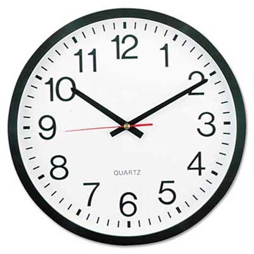 Universal Round Wall Clock, 12 1/2 inch dia., Black