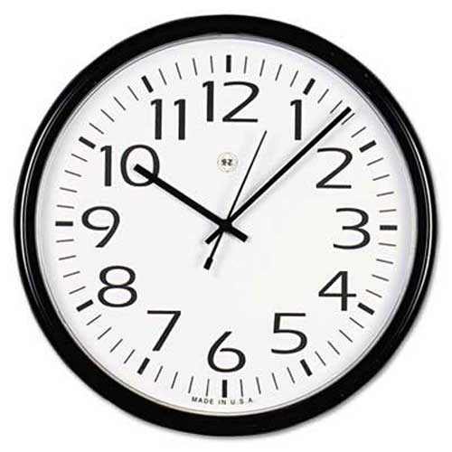 Universal Round Wall Clock, Black, 12 inch