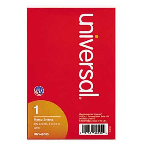 Universal Loose Memo Sheets, 4 x6, White, 500 Sheets/Pack