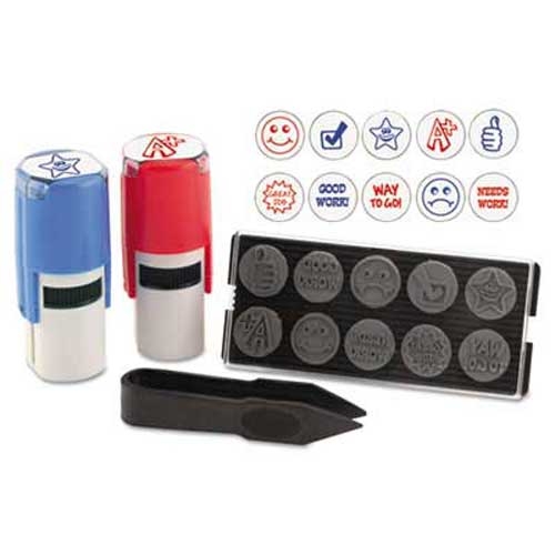 Stamp-Ever Stamp-Ever Stamp, Self-Inking with 10 Dies, 5/8 inch, Red/Black