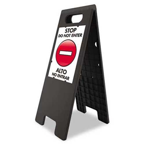 Headline Sign Floor Tent Sign, Doublesided, Plastic, 10 1/2 inch x 25 1/2 inch, Black