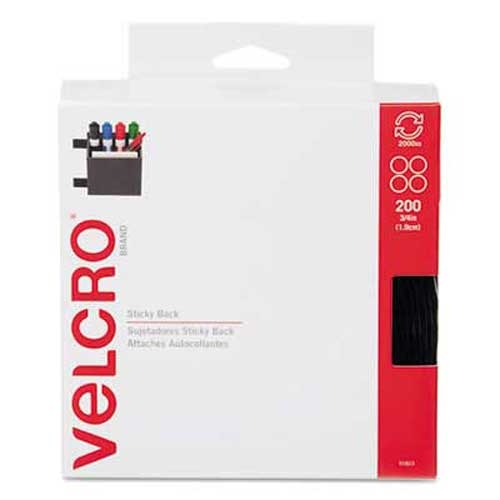 Velcro Sticky-Back® Fasteners, 3/4 inch dia. Coins, Black, 200/BX