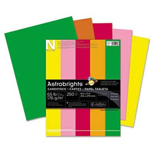 Neenah Paper Astrobrights Colored Card Stock, 65 lb., 8-1/2 x 11, Assorted, 250 Sheets