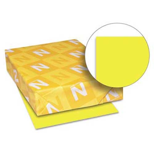 Neenah Paper Astrobrights Colored Card Stock, 65 lb., 8-1/2 x 11, Lift-Off Lemon, 250 Sheets