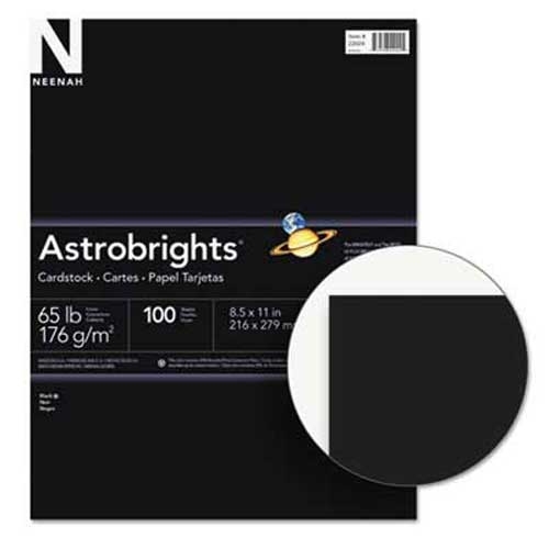Neenah Paper Astrobrights Colored Card Stock, 65 lb., 8-1/2 x 11, Eclipse Black, 100 Sheets