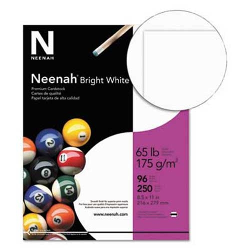 Neenah Paper Bright White Card Stock, 65 lbs., 8-1/2 x 11, Bright White, 250 Sheets/Pack