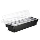 Tablecraft ABS Plastic Black Three Compartment Condiment Holder, 1 Quart Capacity