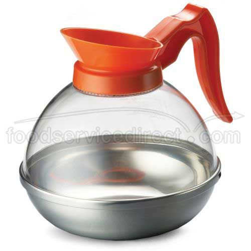 Tablecraft Polyethylene Terephthalate Glycol Clear Coffee Decanter With Orange Handle, 64 Ounce Capacity
