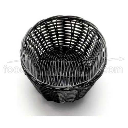 Tablecraft Polypropylene Black Oval Handwoven Basket, 7 x 5 x 2 inch -- 12 per case