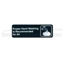 Tablecraft Proper Hand Washing is Recommended for All Rectangular Sign, 3 x 9 inch