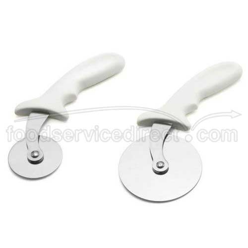 Tablecraft Stainless Steel Large Pizza Wheel Cutter with White ABS Handle, 4 inch