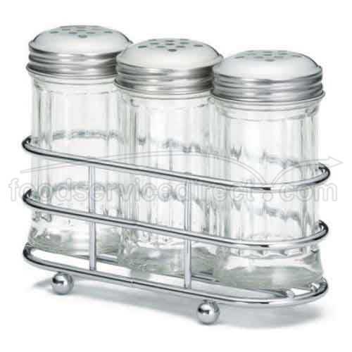 Tablecraft 3 Piece Shaker Set with Rack, 2 Ounce Capacity -- 6 per case