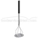 Tablecraft Round Face Chrome Plated Steel with Black Vinyl Potato Masher, 4.5 x 4.5 x 19 inch