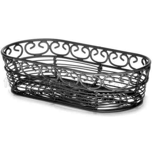 Tablecraft Mediterranean Collection Black Powder Coated Steel Oblong Serving Basket, 9 x 4 x 2.25 inch