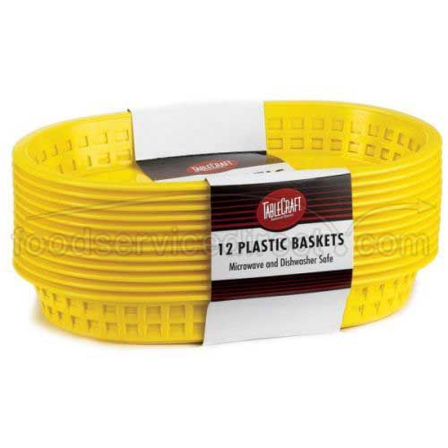 Tablecraft 10.625 Inch High Density Polyethylene Green Chicago Oval Basket, 12 Count -- 3 Per Case