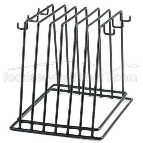 Tablecraft Black Vinyl Coated Cutting Board Rack Only with 6 Hook, 12 x 9.25 x 10 inch