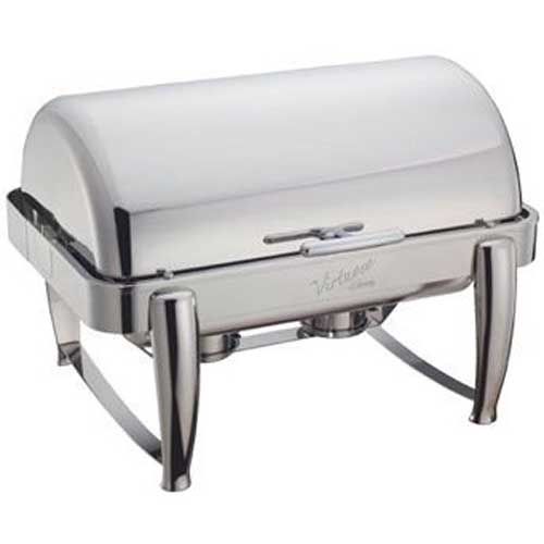 Winco Virtuoso Extra Heavyweight Stainless Steel Roll Top Full Size Chafer, 8 Quart.
