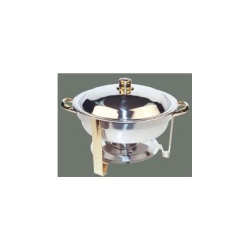 Winco Malibu 18/10 Stainless Steel Round Gold-accent Chafer, 4 Qt, 1 Set