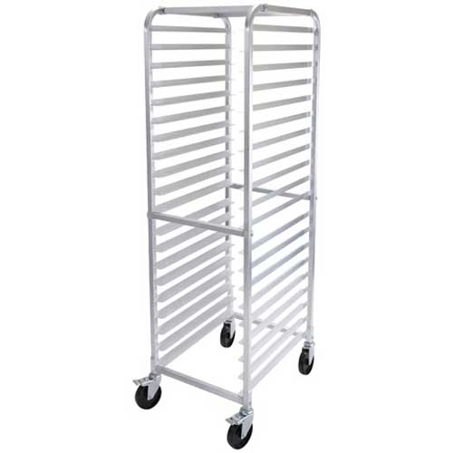 Winco Aluminum 20 Tier Sheet Pan Rack with Brake, 3 inch Spacing.