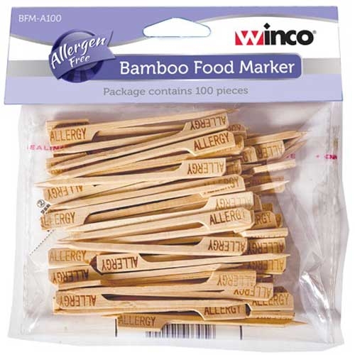 Winco Allergen Free Bamboo Food Marker, 100 count per pack -- 20 per case.