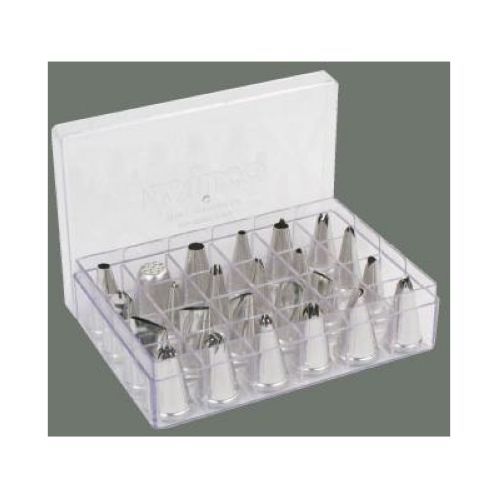 Winco 18/8 Stainless Steel Decorating Tube Set, 24-piece, 6.5 In Length, 1 Set