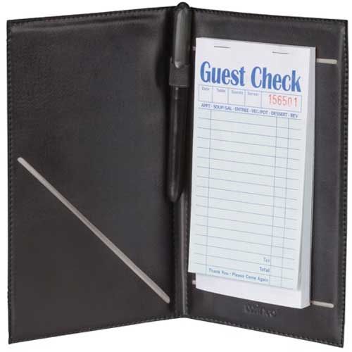 Winco Black Plastic Guest Check Holder With Elastic Pen Loop, 5 1/4 X 8 1/2 Inch -- 12 Per Case
