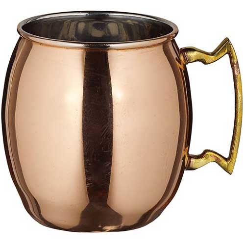 Winco Smooth Copper Plated Brass Handle Moscow Mule Mug, 20 Ounce -- 12 per case.