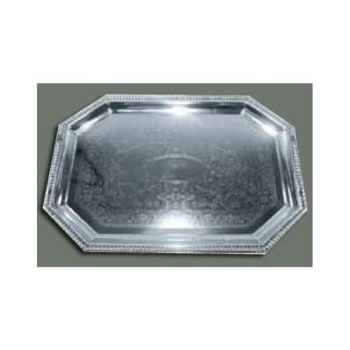 Winco Chrome Plated Octagonal Serving Tray, 17 x 12 1/2 inch.