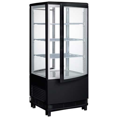 Winco Black Plastic 120v Countertop Refrigerated Beverage Display With Dual Curved Doors, 17 X 17 X 39 Inch