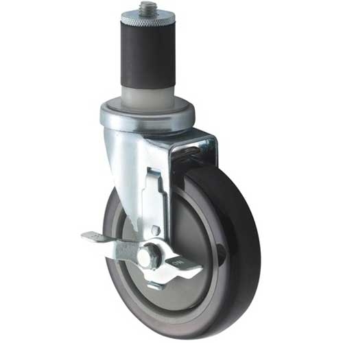 Winco Workable Stem Caster Set with Brake, 5 inch -- 4 set per case.
