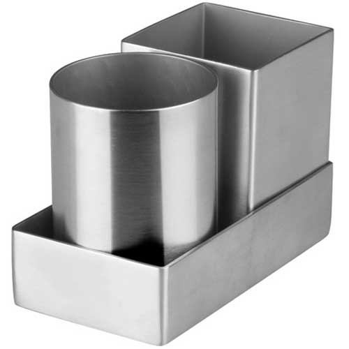 Winco Stainless Steel Round and Square Sugar Packet Holder Set -- 12 set per case.