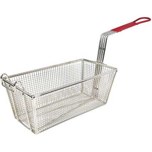 Winco Fry Basket with Red Handle, 12 7/8 x 6 1/2 x 5 3/8 inch -- 6 per case.