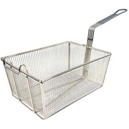 Winco Fry Basket with Grey Handle, 13 1/4 x 9 1/2 x 6 inch -- 6 per case.