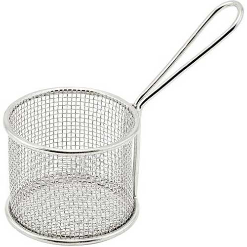 Winco 18/8 Stainless Steel Round Mini Fry Basket, 3 3/4 inch Dia x 2 7/8 inch -- 12 per case.