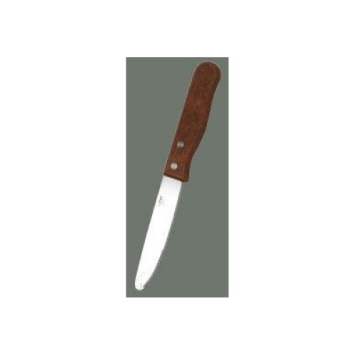 Winco Jumbo Round Tip Steak Knife with Wood Handle, 5 inch -- 12 per case.