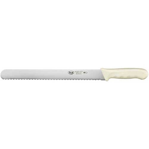 Winco Stal Wavy Edge Bread Slicer Knife with White Polypropylene Handle, 12 inch -- 6 per case.