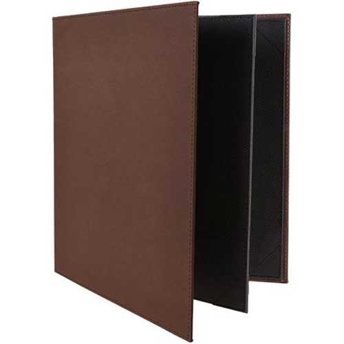 Winco Brown Four Views Booklet Menu Cover fits 8 1/2 x 11 inch Letter Size Paper Inserts -- 10 per case.