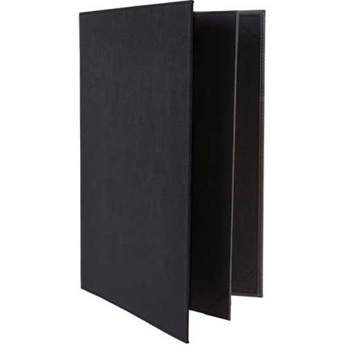 Winco Black Four Views Booklet Menu Cover fits 8 1/2 x 14 inch Legal Size Paper Inserts -- 10 per case.