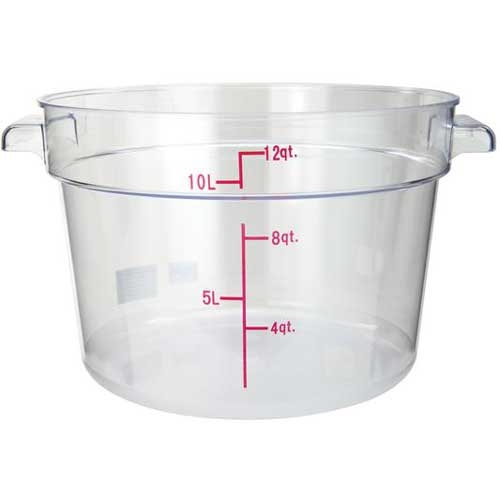 Winco Clear Polycarbonate Round Storage Container, 12 Quart -- 12 per case.