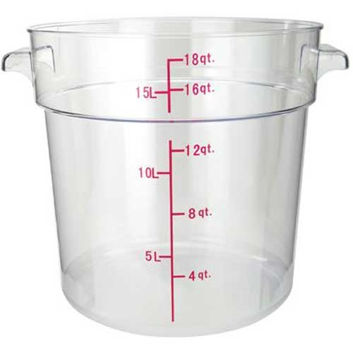 Winco Clear Polycarbonate Round Storage Container, 18 Quart -- 6 per case.