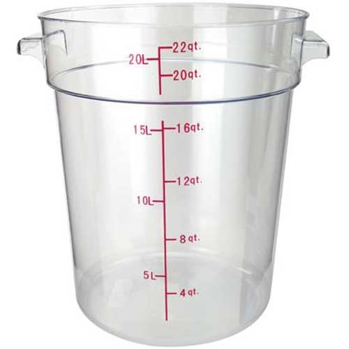 Winco Clear Polycarbonate Round Storage Container, 22 Quart -- 6 per case.