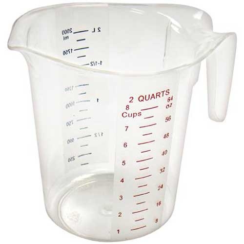 Winco Color Graduations Polycarbonate Measuring Cup, 2 Quart -- 6 per case.